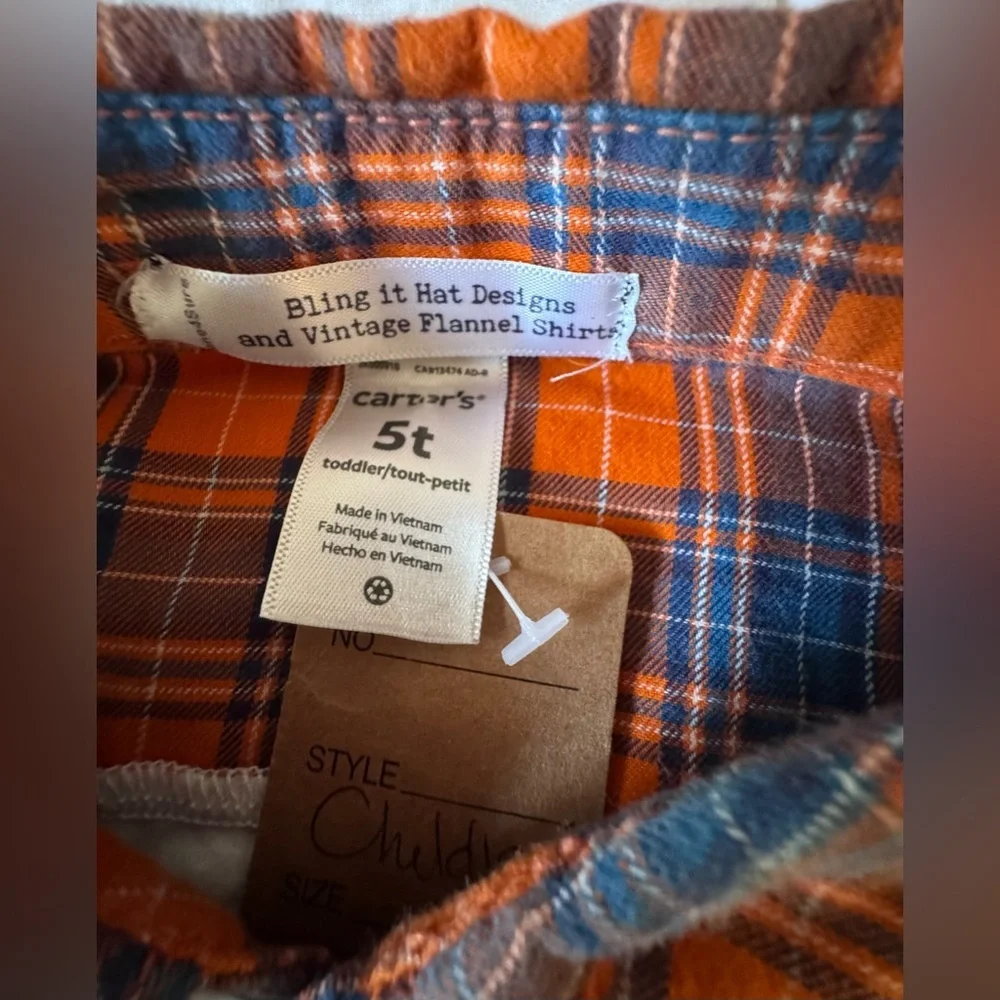 Carter's Orange & Blue Plaid Button-Down Shirt Size 5T